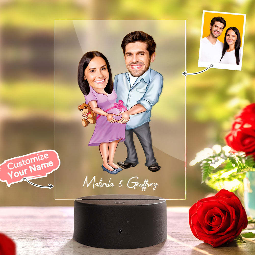 Lampada Acrilica Personalizzata Nome Personalizzato E Foto Luce Notturna Con Cornice In Legno - soufeelitLampada Personalizzata