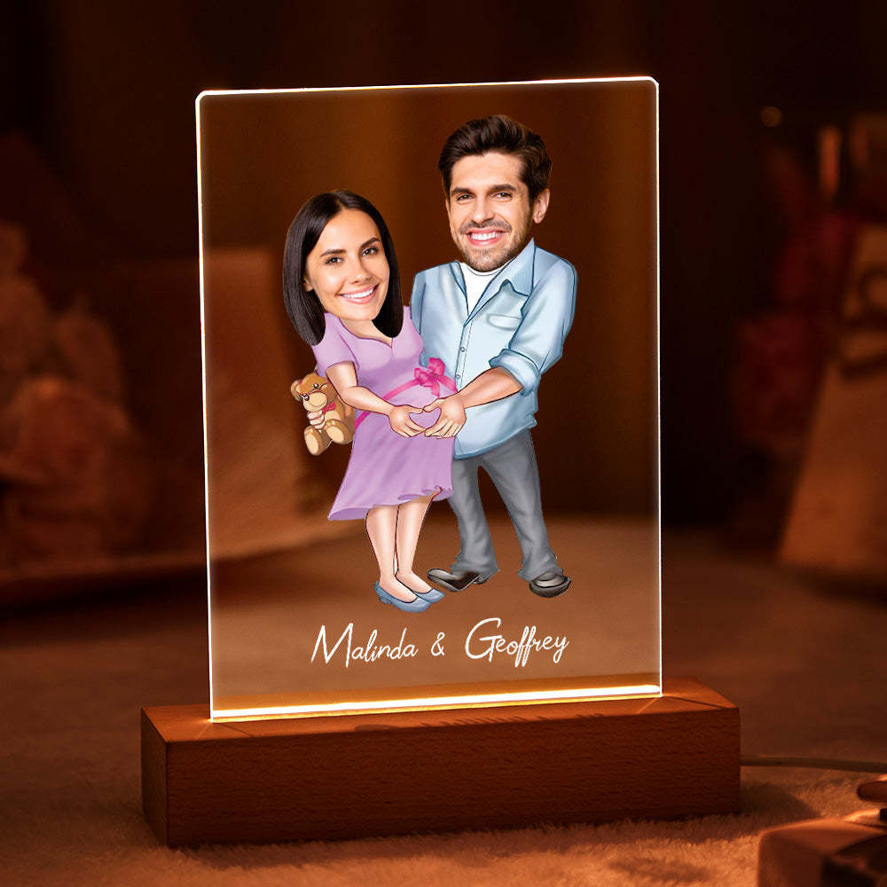 Lampada Acrilica Personalizzata Nome Personalizzato E Foto Luce Notturna Con Cornice In Legno - soufeelitLampada Personalizzata