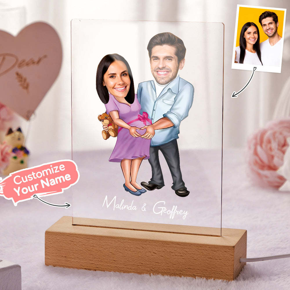 Lampada Acrilica Personalizzata Nome Personalizzato E Foto Luce Notturna Con Cornice In Legno - soufeelitLampada Personalizzata