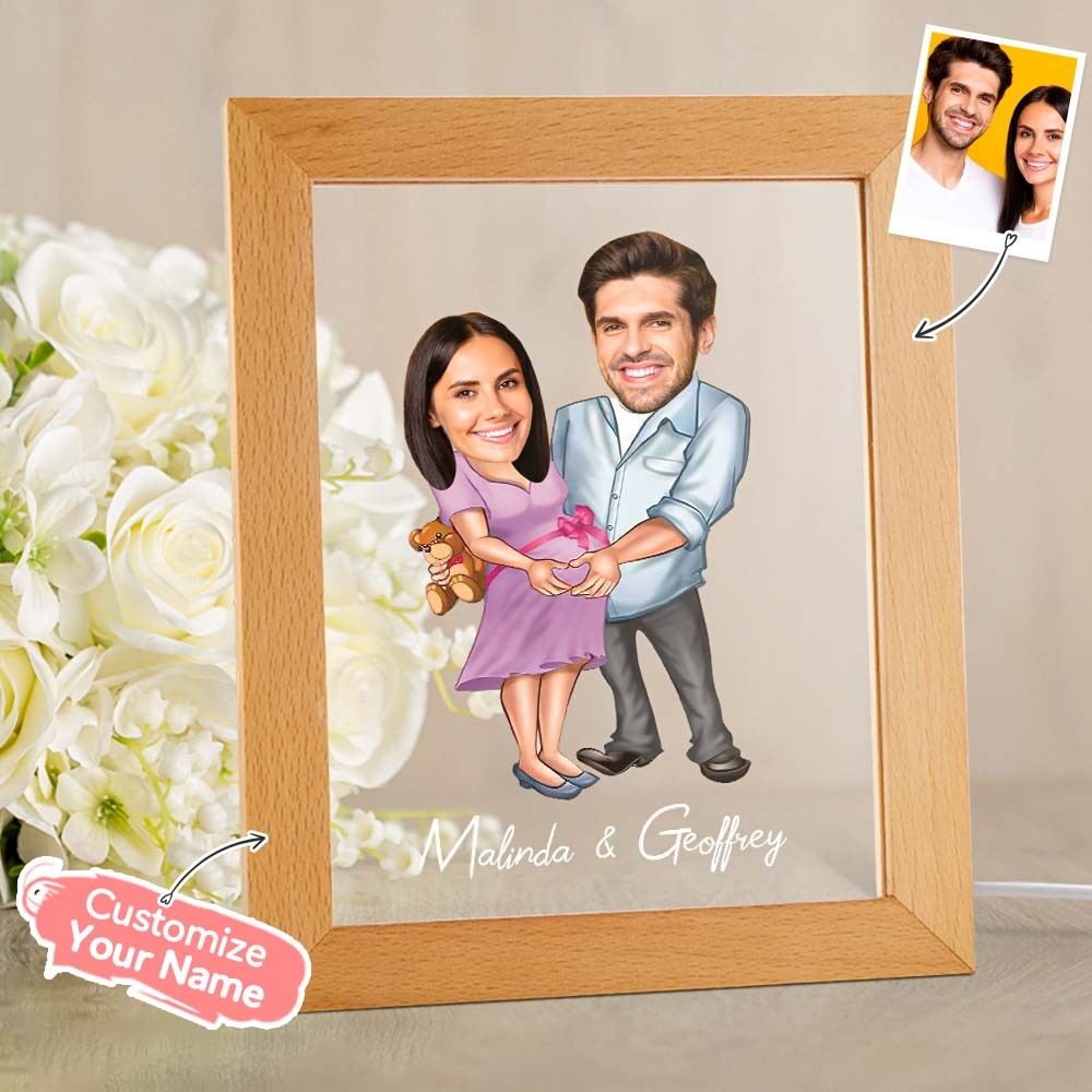 Lampada Acrilica Personalizzata Nome Personalizzato E Foto Luce Notturna Con Cornice In Legno - soufeelitLampada Personalizzata