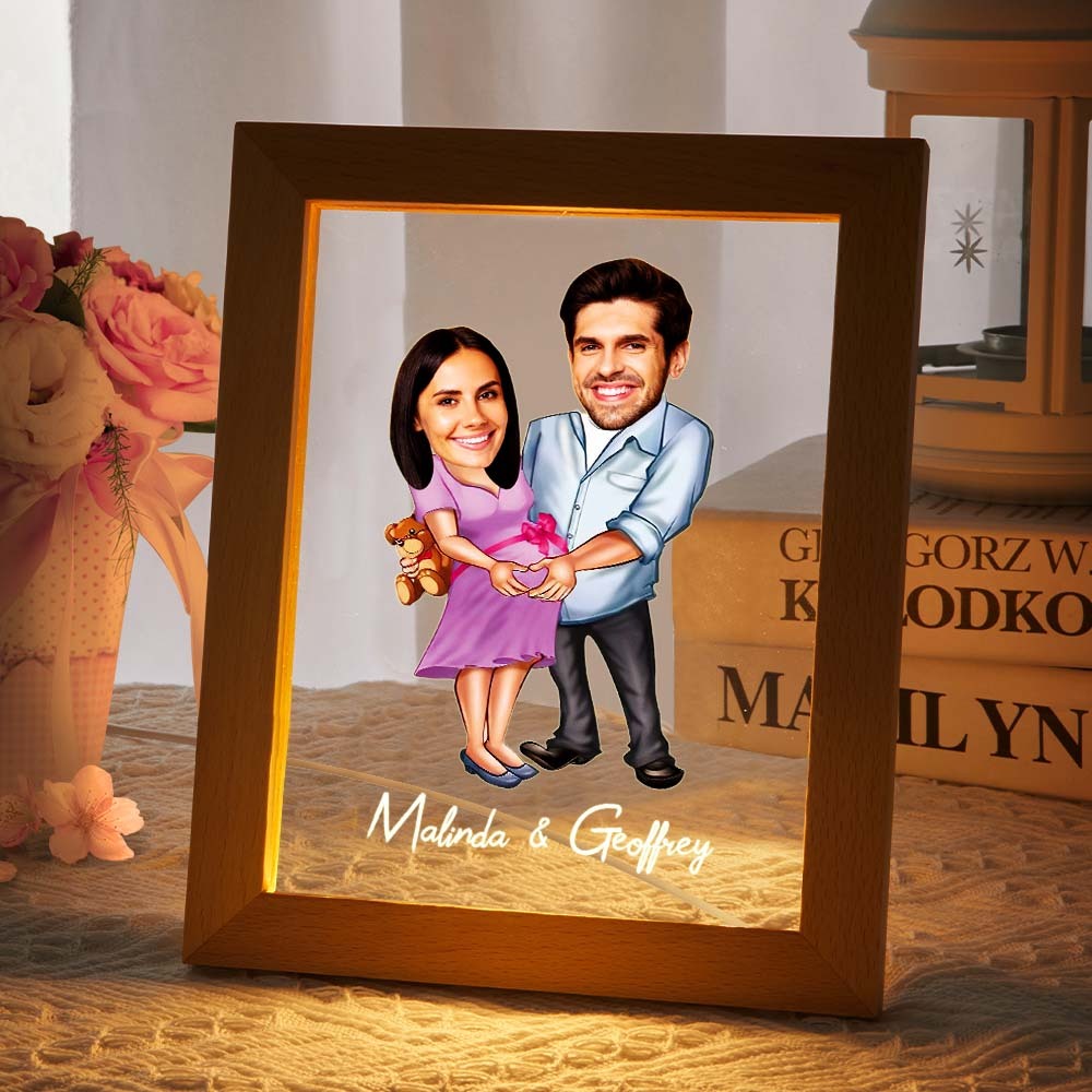 Lampada Acrilica Personalizzata Nome Personalizzato E Foto Luce Notturna Con Cornice In Legno - soufeelitLampada Personalizzata