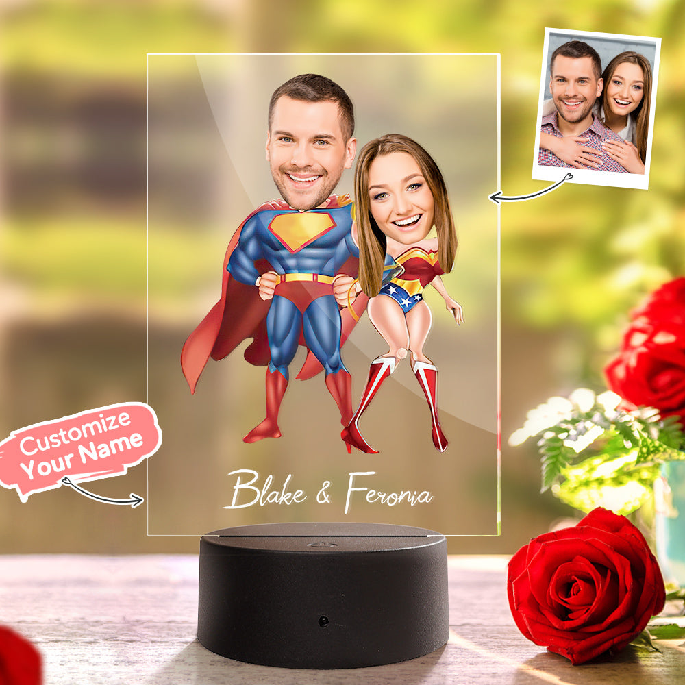 Amanti Personalizzati Foto E Nome Lampada A Led In Acrilico Sette Colori - soufeelitLampada Personalizzata