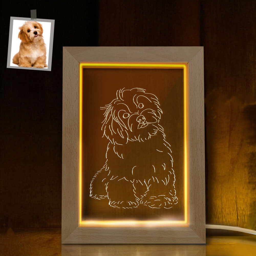 Lampada A Led Personalizzata Per Foto 3d Per Animali Domestici Cornice Per Incisione Fotografica Personalizzata Regalo Per Gli Amanti Della Luce Notturna - soufeelitLampada Personalizzata