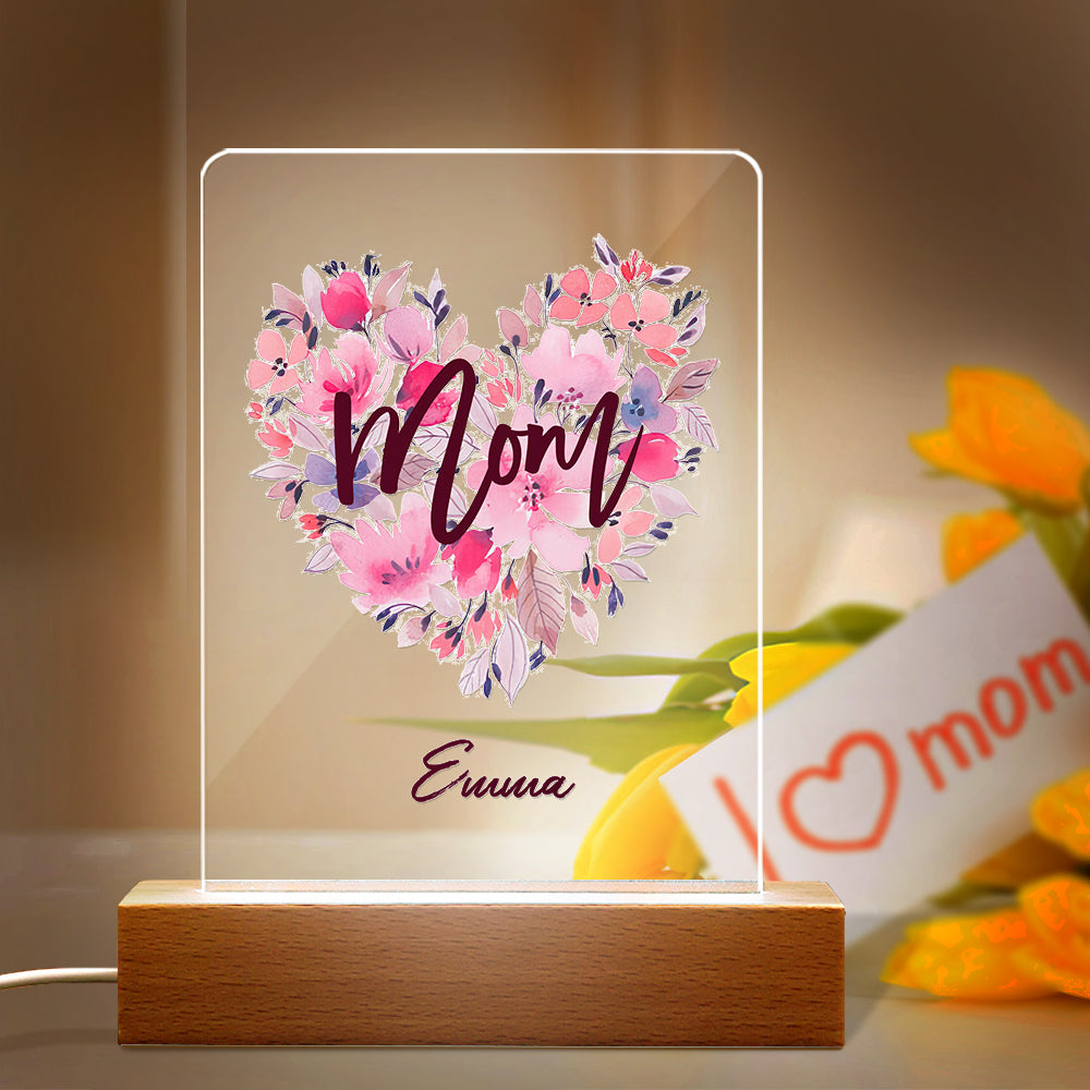 Regalo Di Luce Notturna In Acrilico Con Nome Personalizzato Per La Mamma - soufeelit -Lampada Personalizzata