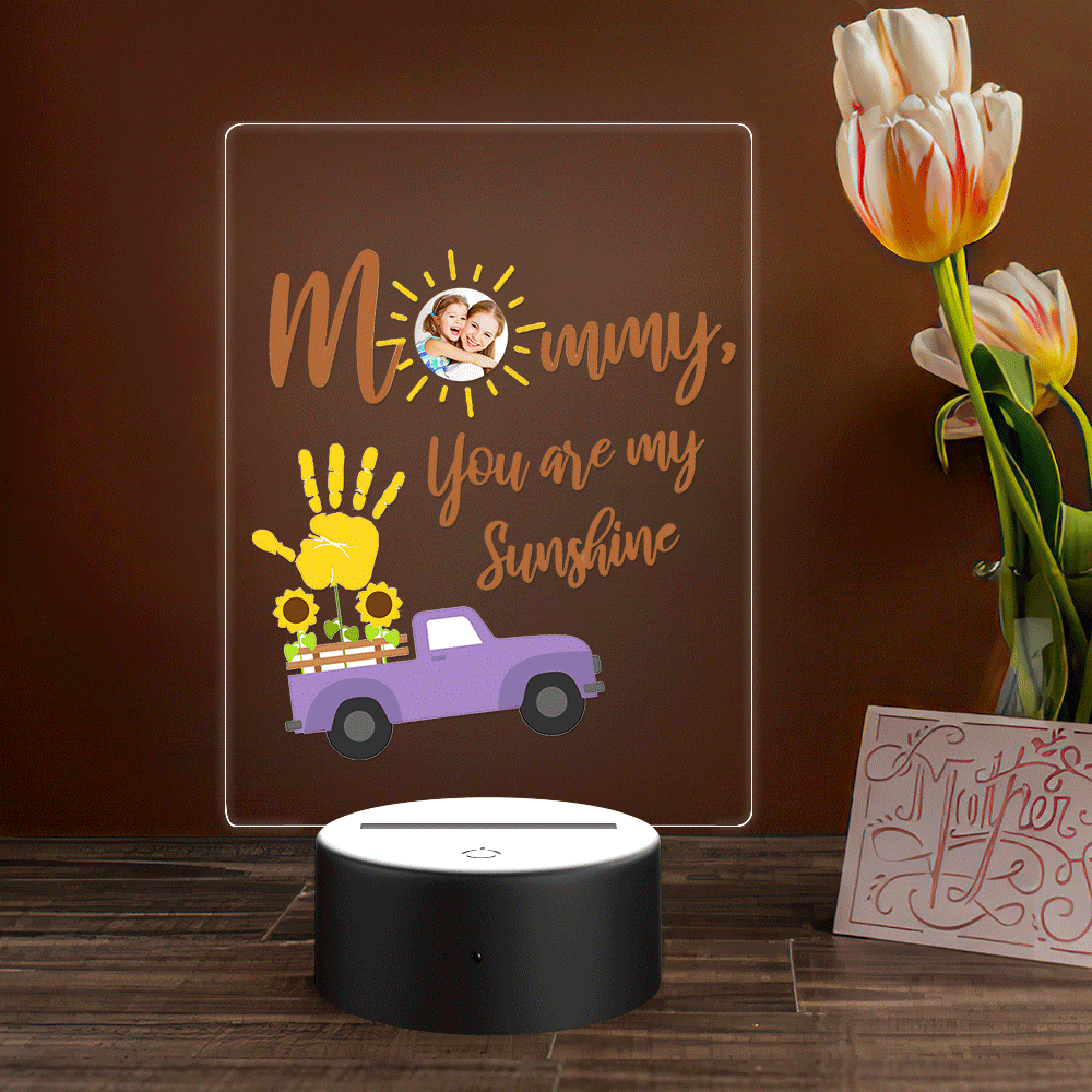 Regalo Per La Festa Della Mamma Lampada Fotografica Personalizzata Con Base In Legno Con Impronta A Mano Luce Notturna - soufeelit