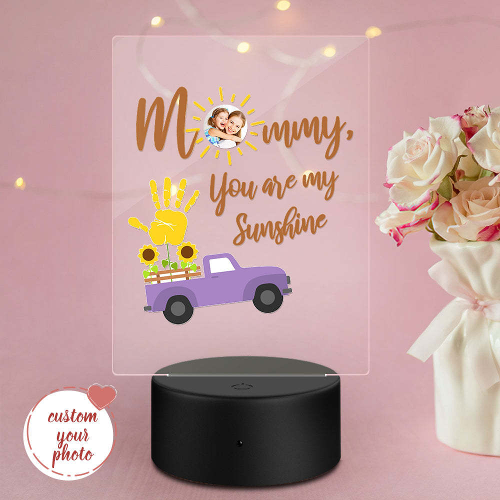 Regalo Per La Festa Della Mamma Lampada Fotografica Personalizzata Con Base In Legno Con Impronta A Mano Luce Notturna - soufeelit