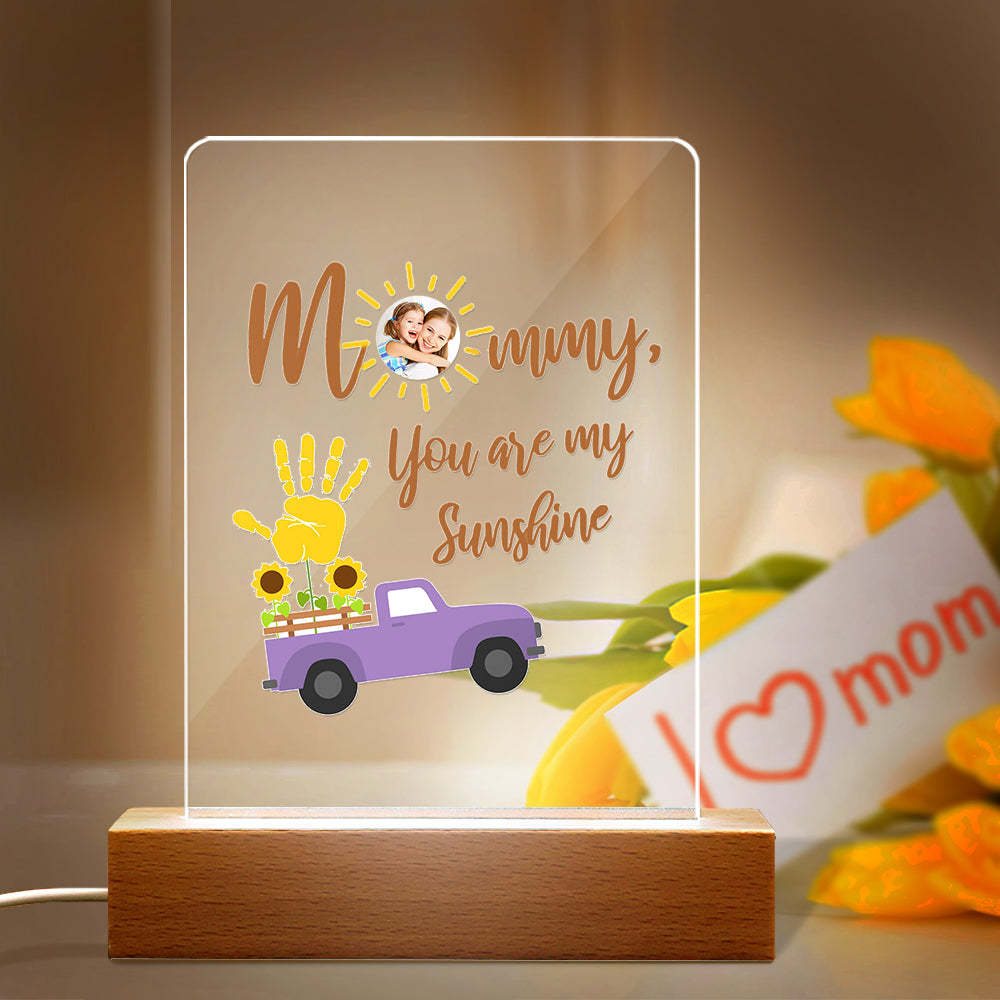 Regalo Per La Festa Della Mamma Lampada Fotografica Personalizzata Con Base In Legno Con Impronta A Mano Luce Notturna - soufeelit