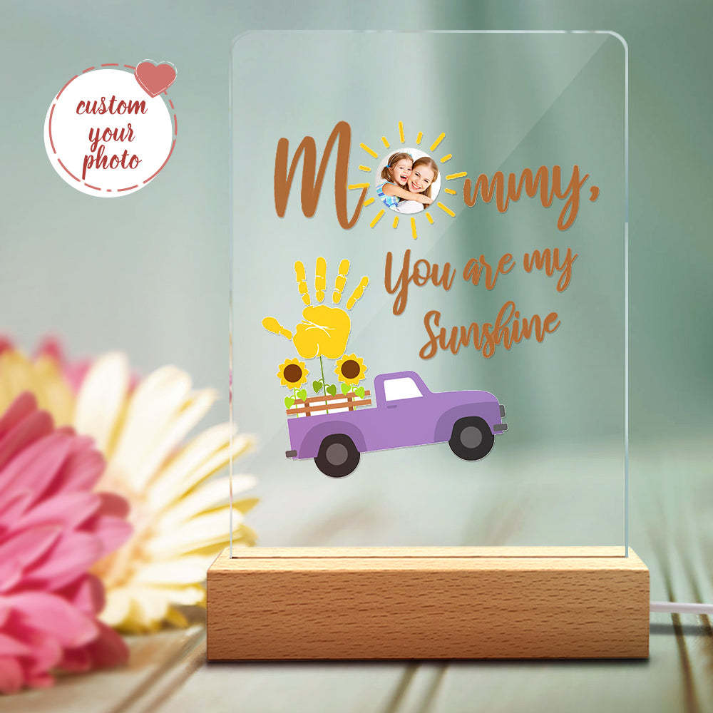 Regalo Per La Festa Della Mamma Lampada Fotografica Personalizzata Con Base In Legno Con Impronta A Mano Luce Notturna - soufeelit