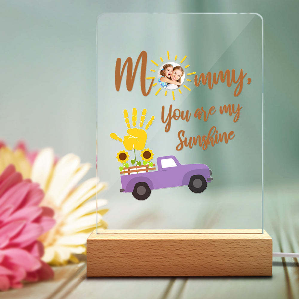 Regalo Per La Festa Della Mamma Lampada Fotografica Personalizzata Con Base In Legno Con Impronta A Mano Luce Notturna - soufeelit