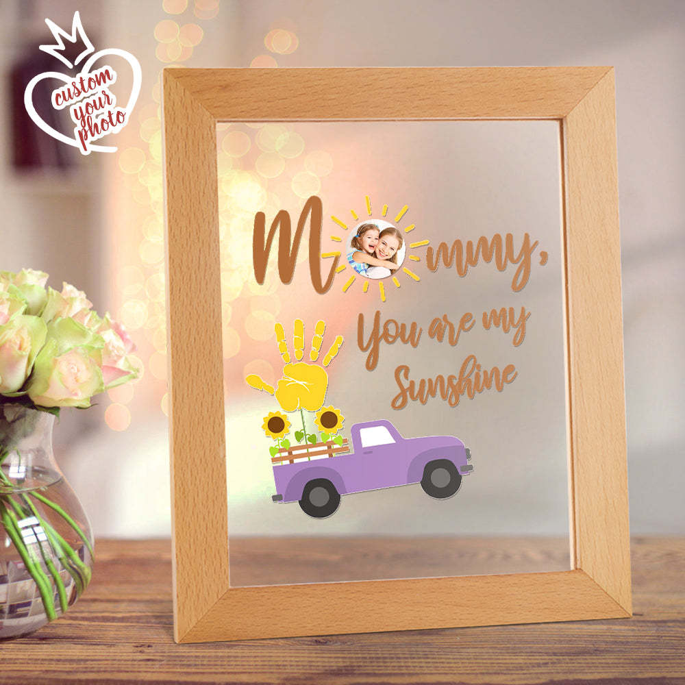 Regalo Per La Festa Della Mamma Lampada Fotografica Personalizzata Con Base In Legno Con Impronta A Mano Luce Notturna - soufeelit