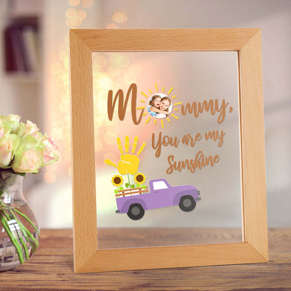 Regalo Per La Festa Della Mamma Lampada Fotografica Personalizzata Con Base In Legno Con Impronta A Mano Luce Notturna - soufeelit