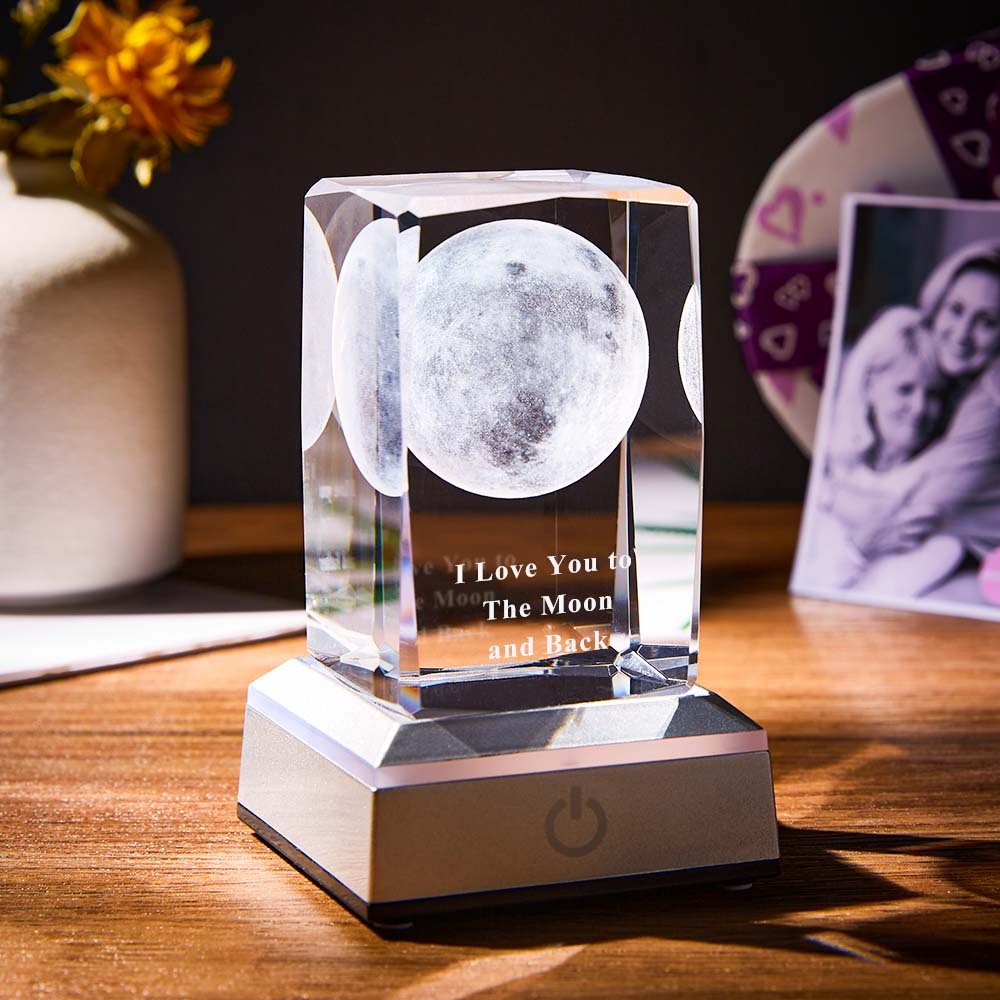 Lampada Con Incisione Personalizzata 3d Moon Crystal Led Luce Colorata Regalo Per La Mamma - soufeelitLampada Personalizzata