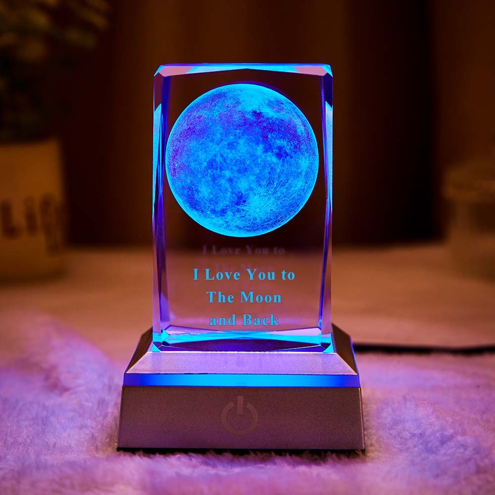 Lampada Con Incisione Personalizzata 3d Moon Crystal Led Luce Colorata Regalo Per La Mamma - soufeelitLampada Personalizzata