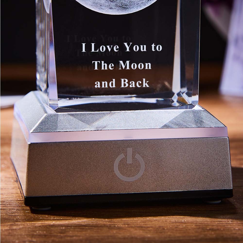 Lampada Con Incisione Personalizzata 3d Moon Crystal Led Luce Colorata Regalo Per La Mamma - soufeelitLampada Personalizzata