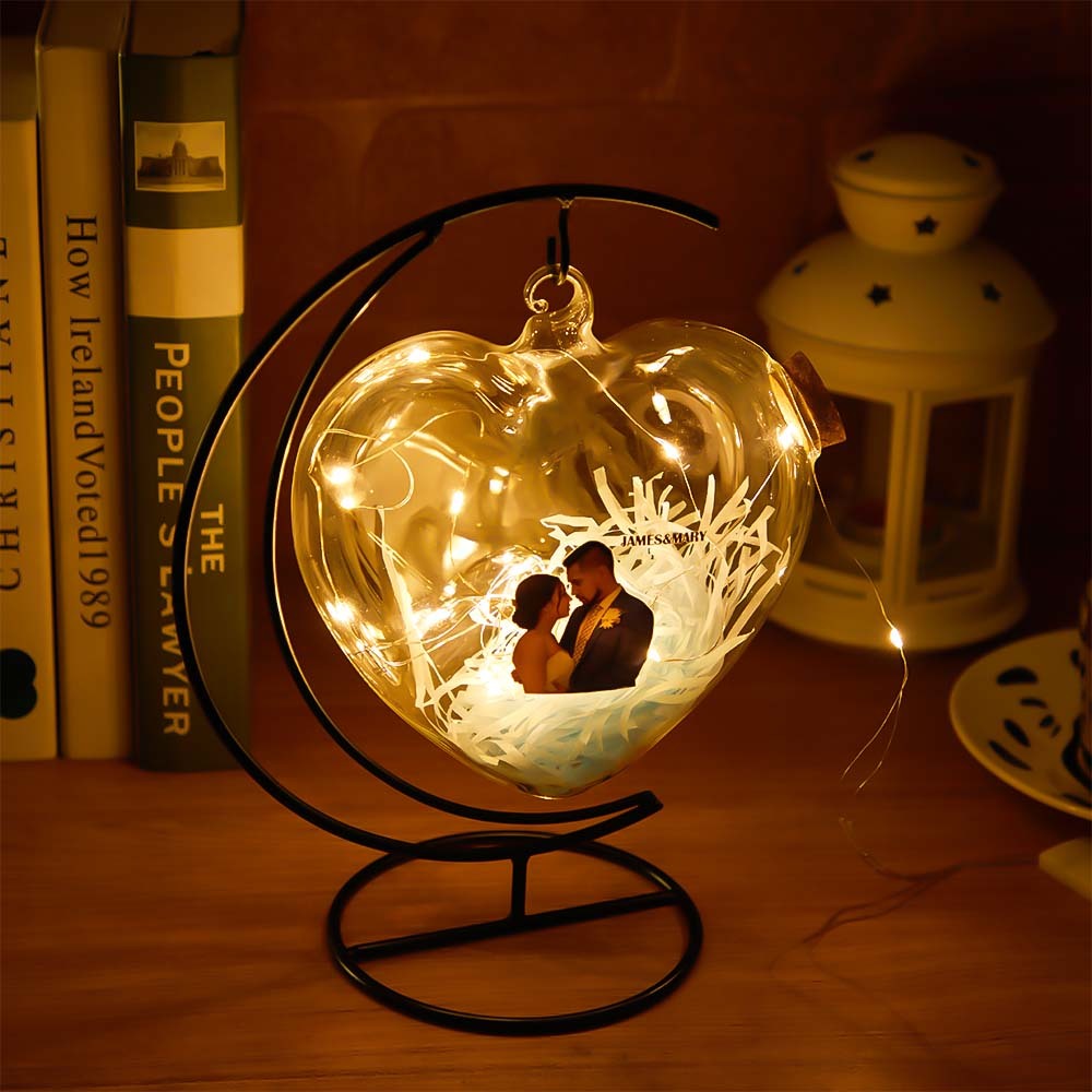 Lampada Personalizzata Con Foto Incisa Lampada A Forma Di Cuore Con Bottiglia Dei Desideri Regalo Per Lei - soufeelit
