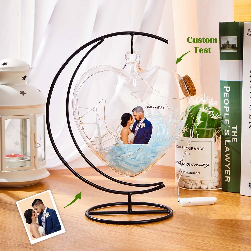Lampada Personalizzata Con Foto Incisa Lampada A Forma Di Cuore Con Bottiglia Dei Desideri Regalo Per Lei - soufeelit