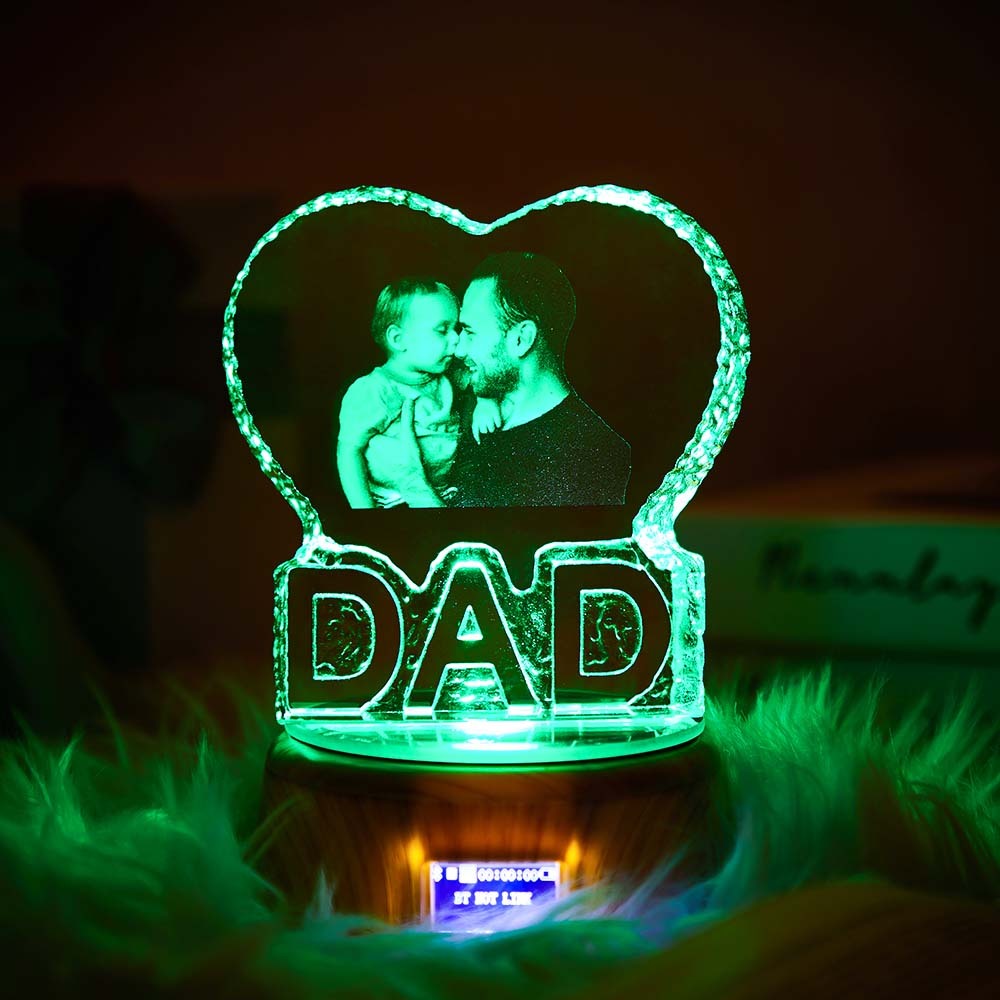 Lampada Con Foto Personalizzata Lampada In Cristallo A Forma Di Cuore Regalo Per Papà - soufeelit
