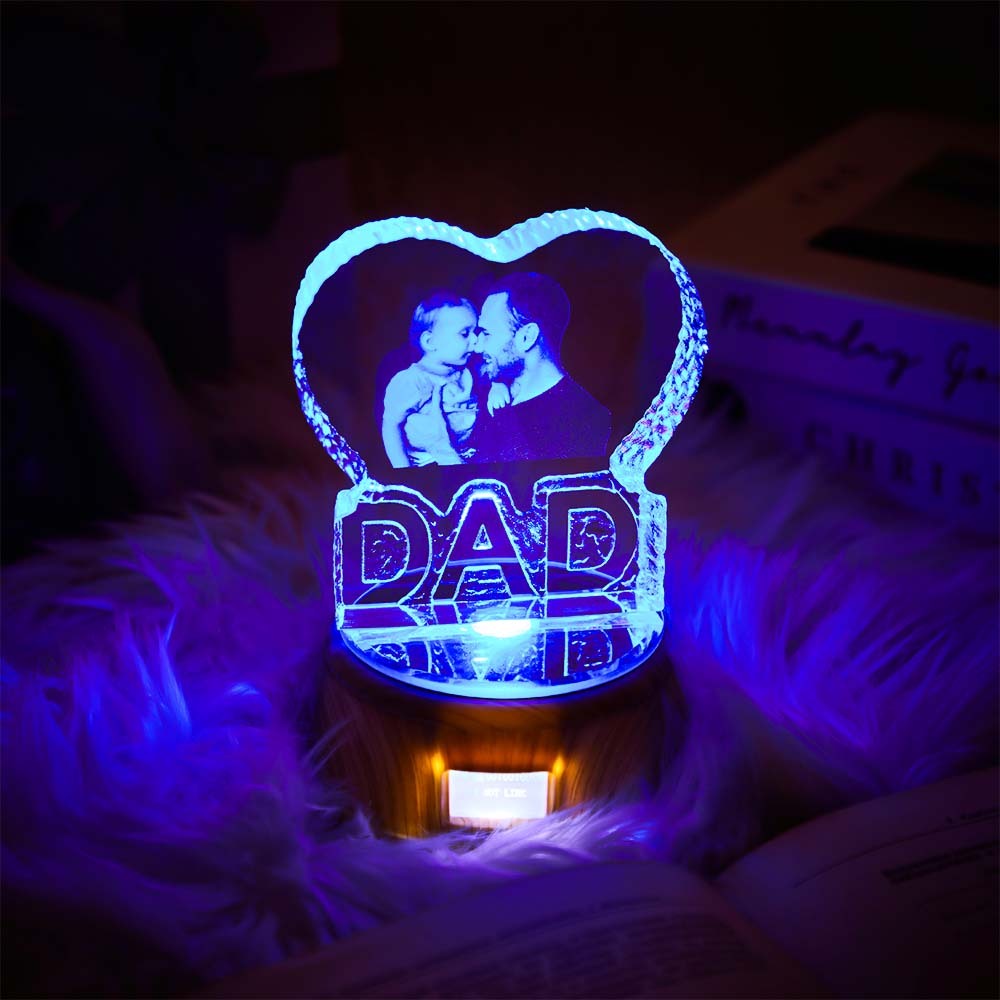 Lampada Con Foto Personalizzata Lampada In Cristallo A Forma Di Cuore Regalo Per Papà - soufeelit