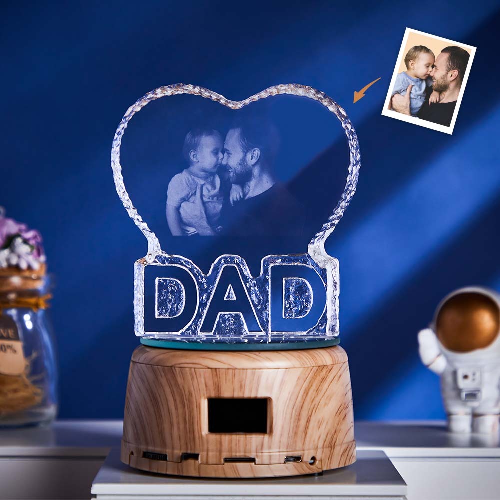 Lampada Con Foto Personalizzata Lampada In Cristallo A Forma Di Cuore Regalo Per Papà - soufeelit