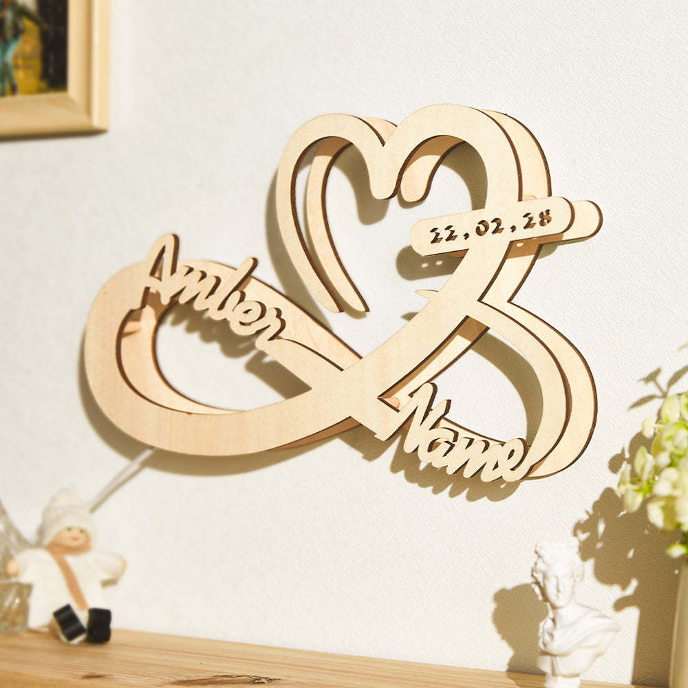 Lampada Personalizzata Con Incisione Infinity Love Nome In Legno Luce Notturna Per Amante - soufeelit