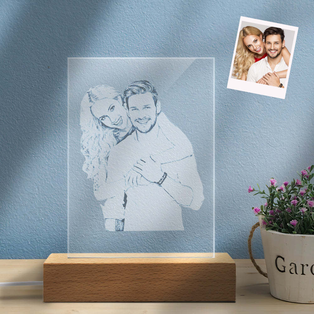 Lampada Fotografica Personalizzata Lampada Da Notte A Led In Vetro Personalizzata Per Regalo Di Nozze - soufeelit