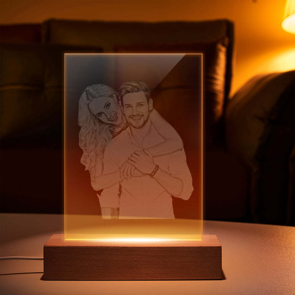 Lampada Fotografica Personalizzata Lampada Da Notte A Led In Vetro Personalizzata Per Regalo Di Nozze - soufeelit