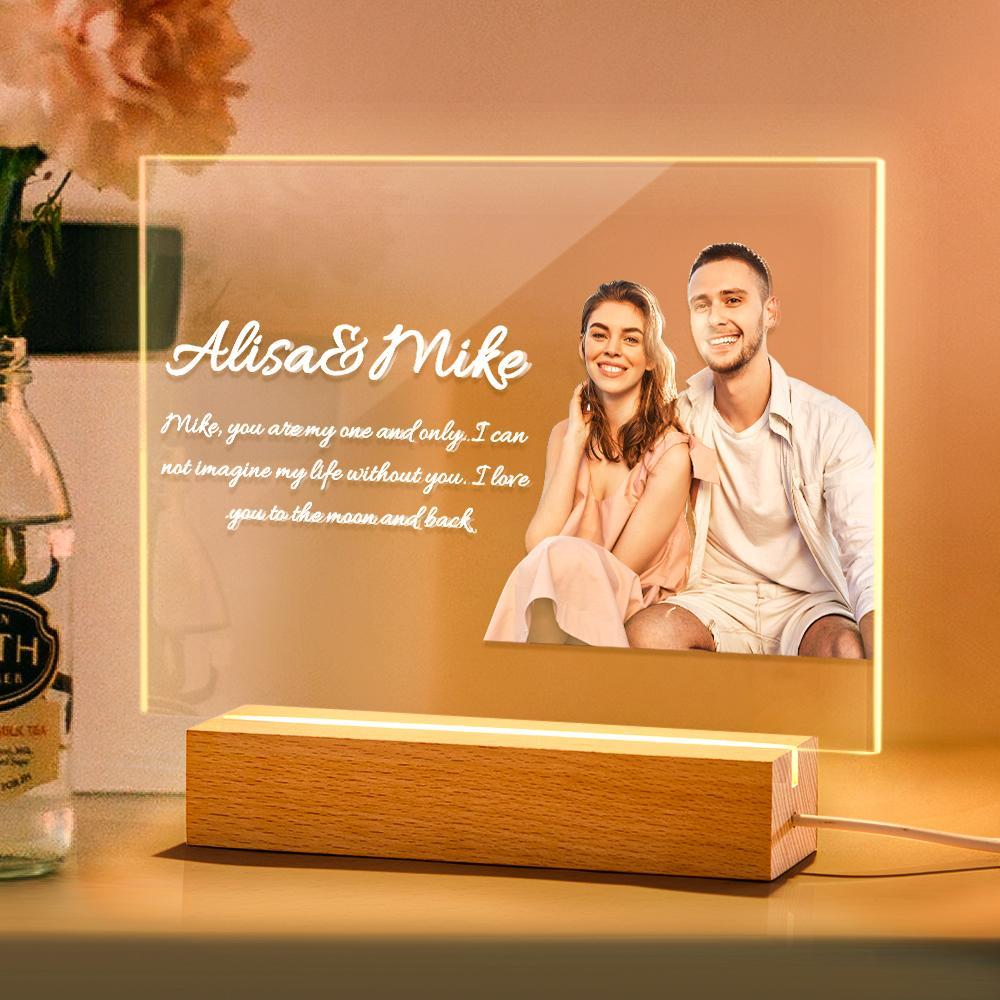 Lampada Fotografica Acrilica Personalizzata Con Luce Notturna Incisa Regalo Per Lei - soufeelit