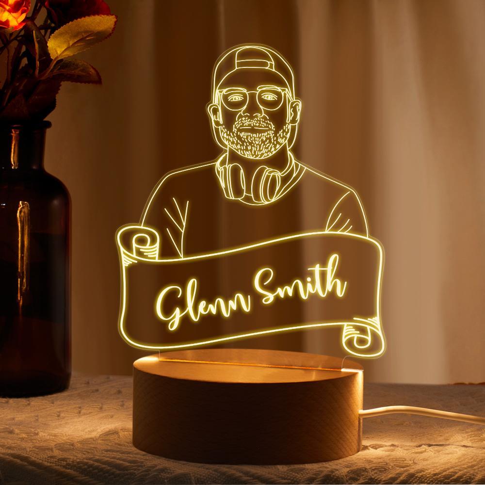 Lampada Per Foto Ritratto 3d Con Luce Notturna Personalizzata A Led Per Regalo Per Camera Da Letto Per Lui - soufeelit