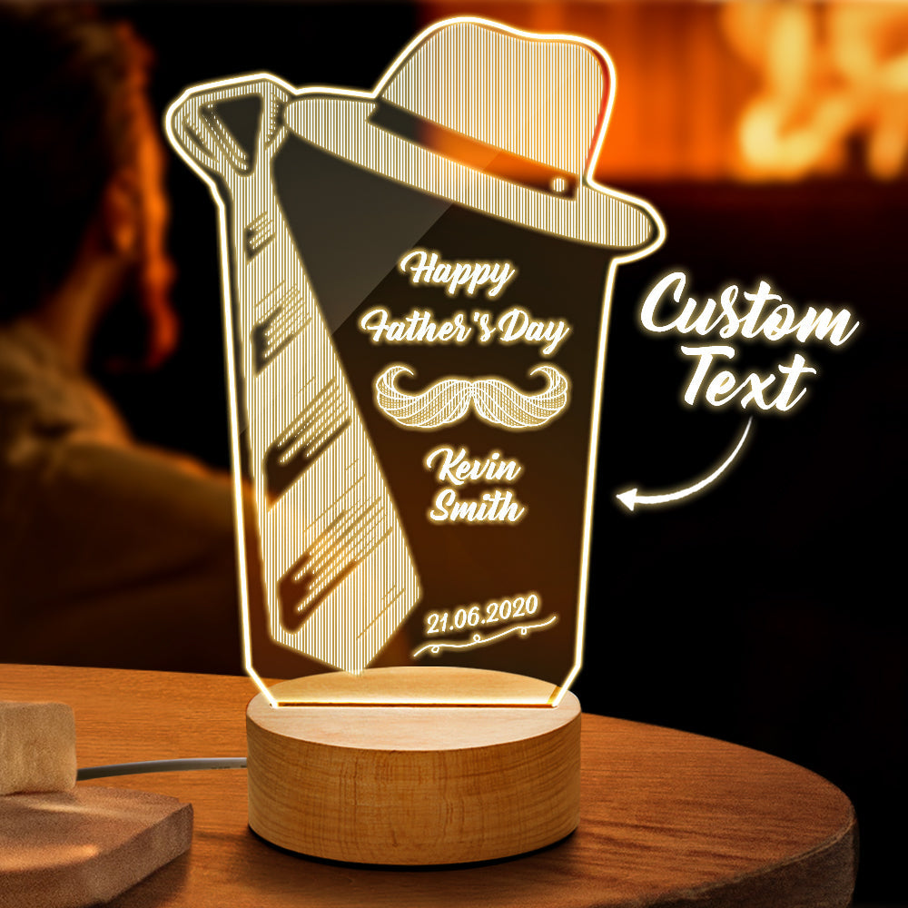Lampada Da Notte Personalizzata Con Nome 3d Lampada Da Cravatta Lampada Da Regalo Per La Festa Del Papà - soufeelit