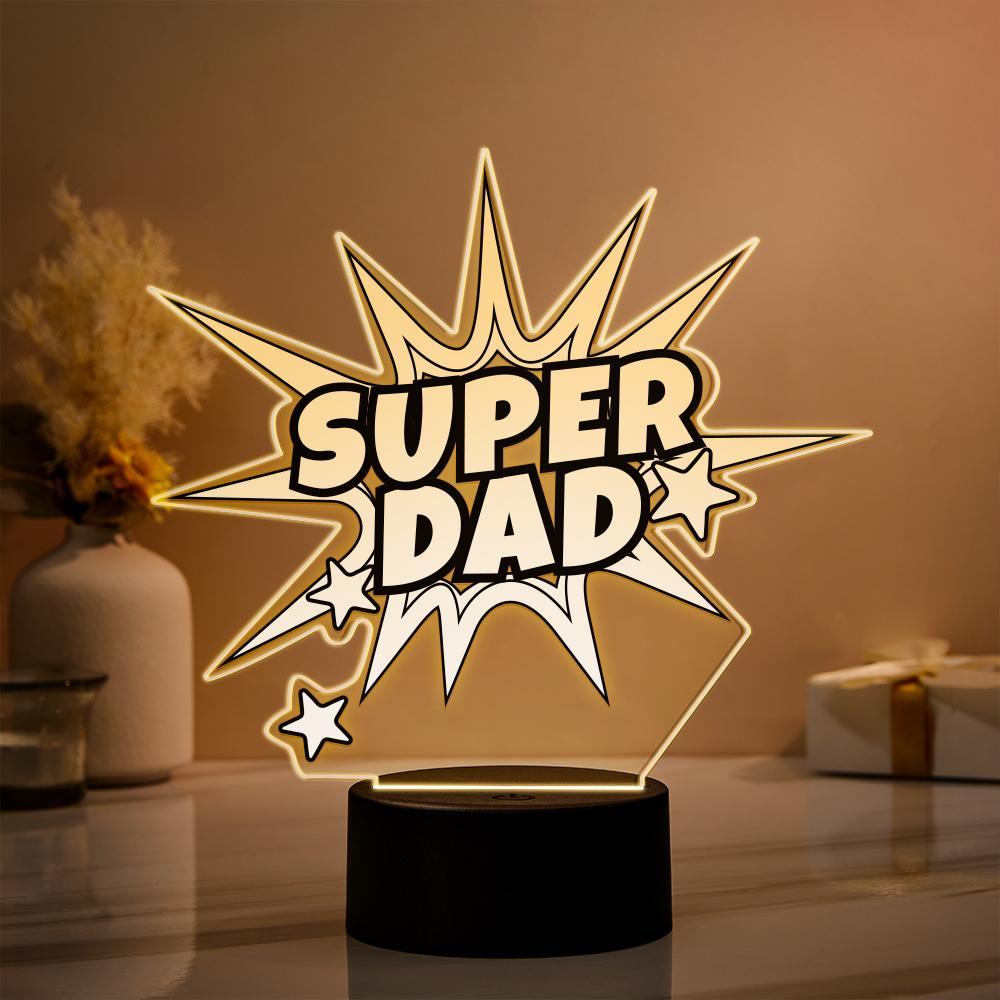 Lampada Fotografica 3d Personalizzata Led Personalizzato Super Dad Luce Notturna Colorata Regalo Per Papà - soufeelit