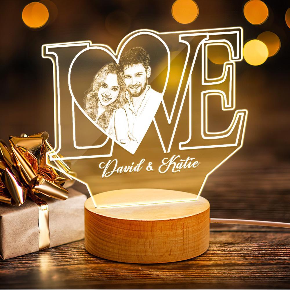 Love 3d Night Light Con Testo E Foto Regalo Speciale Per Coppie - soufeelit