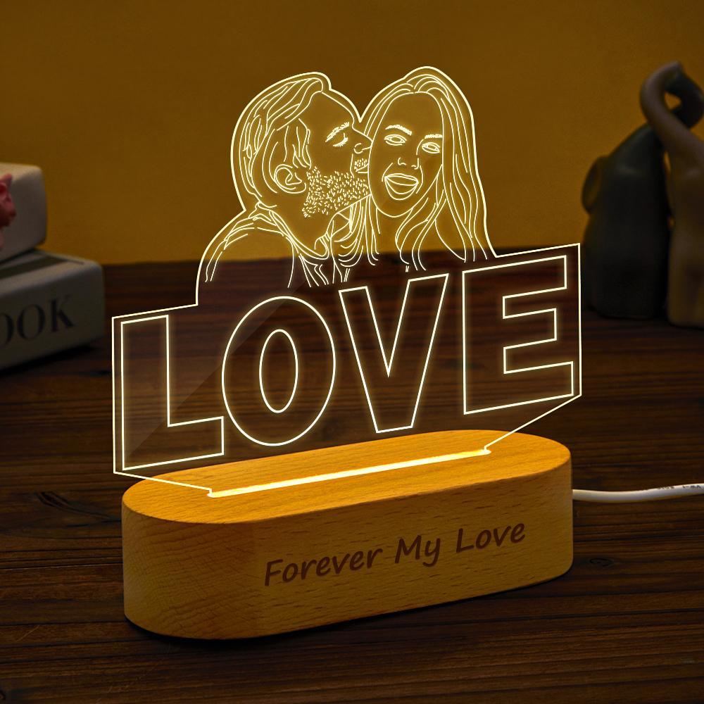 Luce Notturna Personalizzata Con Foto 3d Con Disegno A Mano Per Camera Da Letto Lampada Personalizzata A Led Regalo Per Gli Amanti - soufeelit
