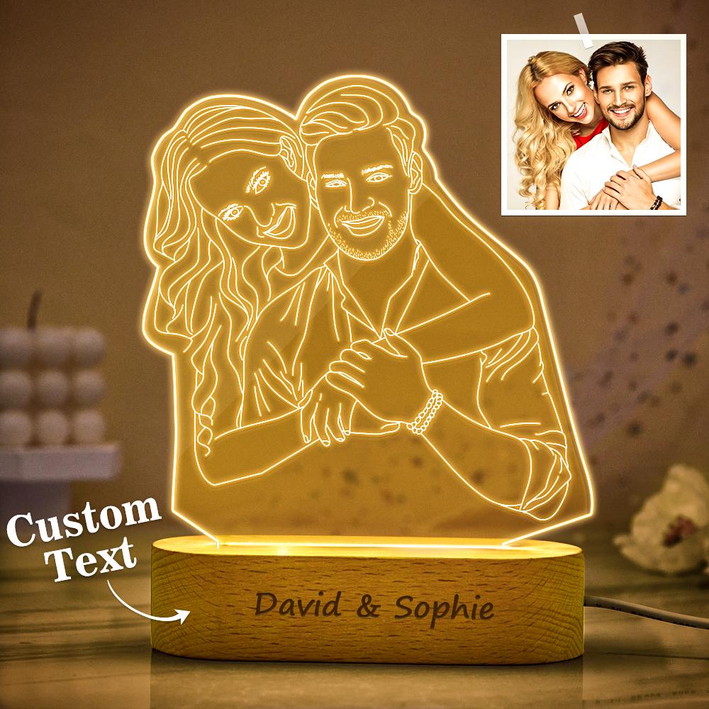 Lampada Per Foto 3d Personalizzata Line Art Lampada Per Foto Incisione Luce Notturna Regalo Unico Per Lei - soufeelit