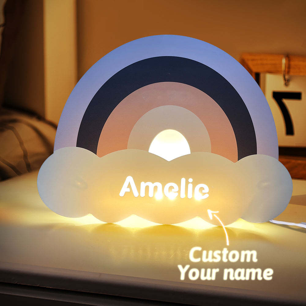 Lampada Da Parete Arcobaleno Con Nome Personalizzato Per Camera Dei Bambini, Regalo Di Compleanno Per Bambini - soufeelit