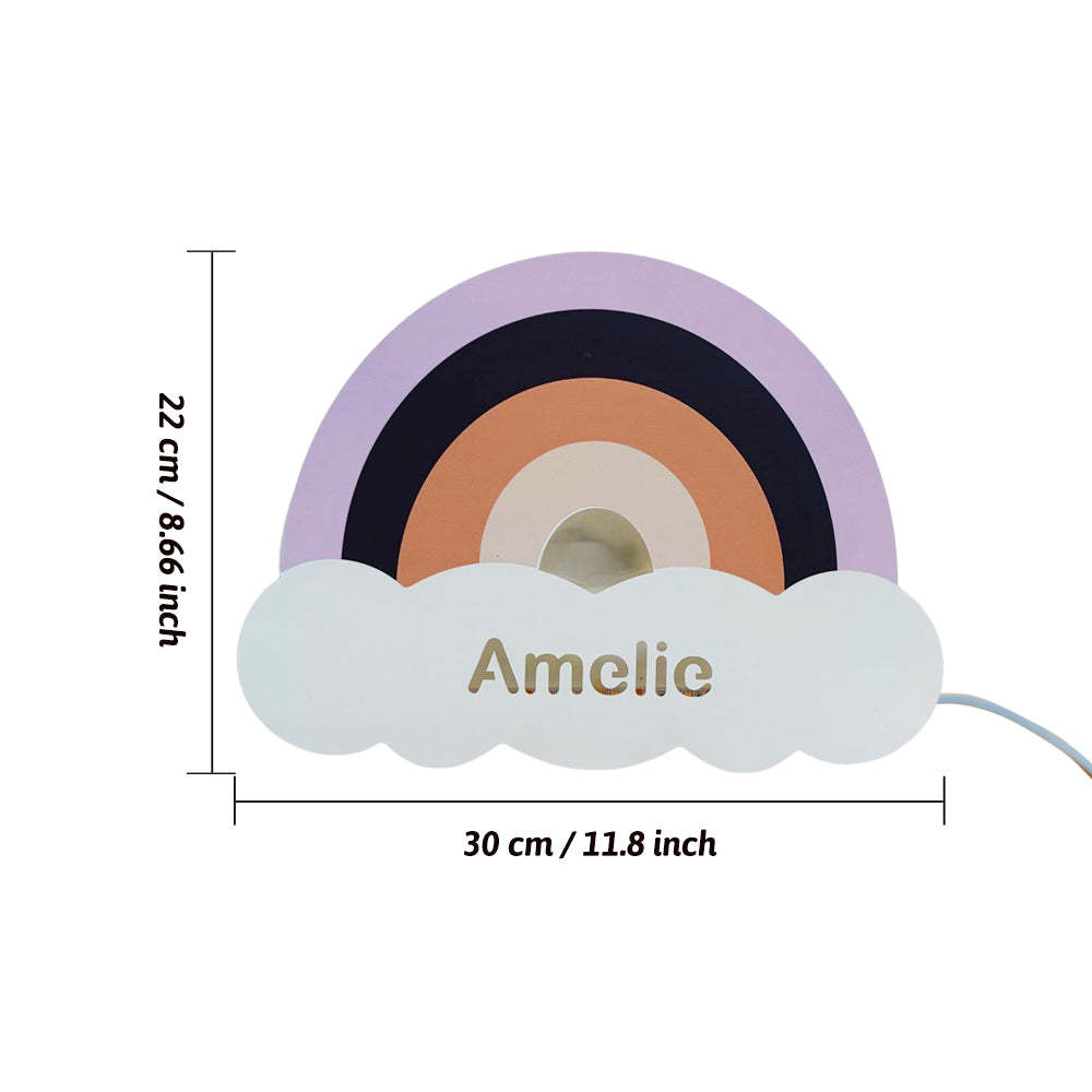 Lampada Da Parete Arcobaleno Con Nome Personalizzato Per Camera Dei Bambini, Regalo Di Compleanno Per Bambini - soufeelit