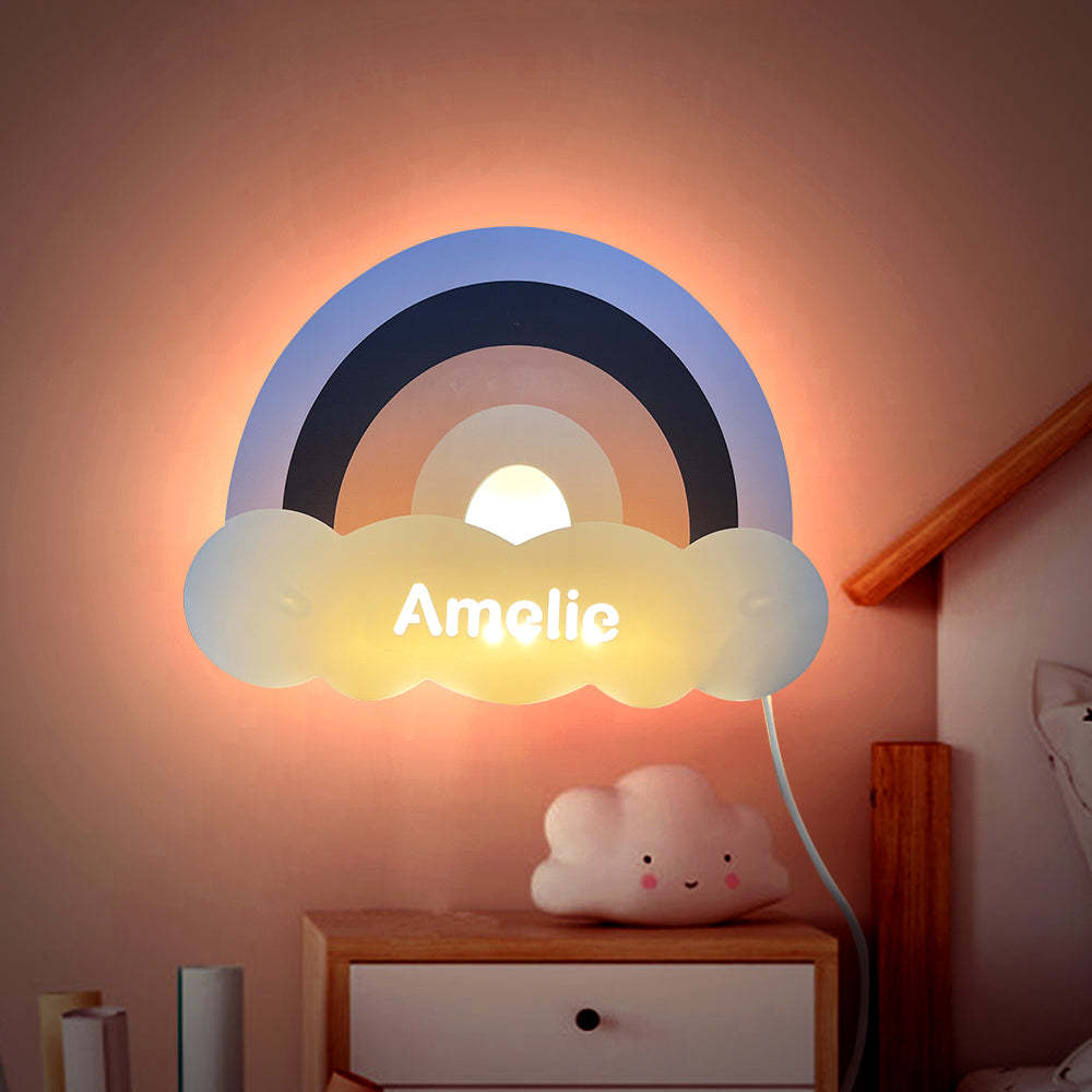 Lampada Da Parete Arcobaleno Con Nome Personalizzato Per Camera Dei Bambini, Regalo Di Compleanno Per Bambini - soufeelit