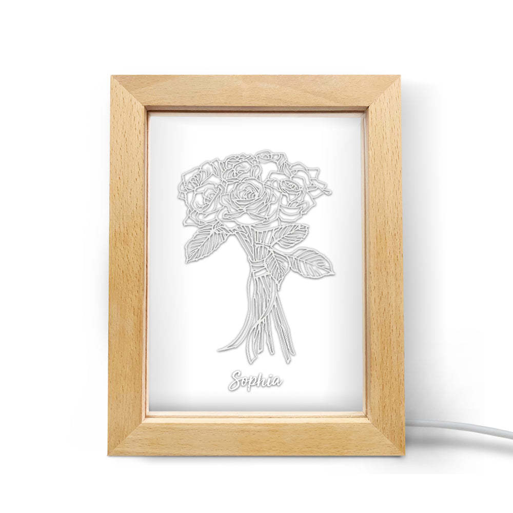 Cornice In Legno Personalizzata Luce Personalizzata 3d Rose Night Light Coppia Regalo - soufeelit