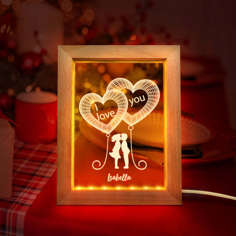 Cornice In Legno Personalizzata Luce Regalo Per Coppia Notturna 3d Personalizzata - soufeelit