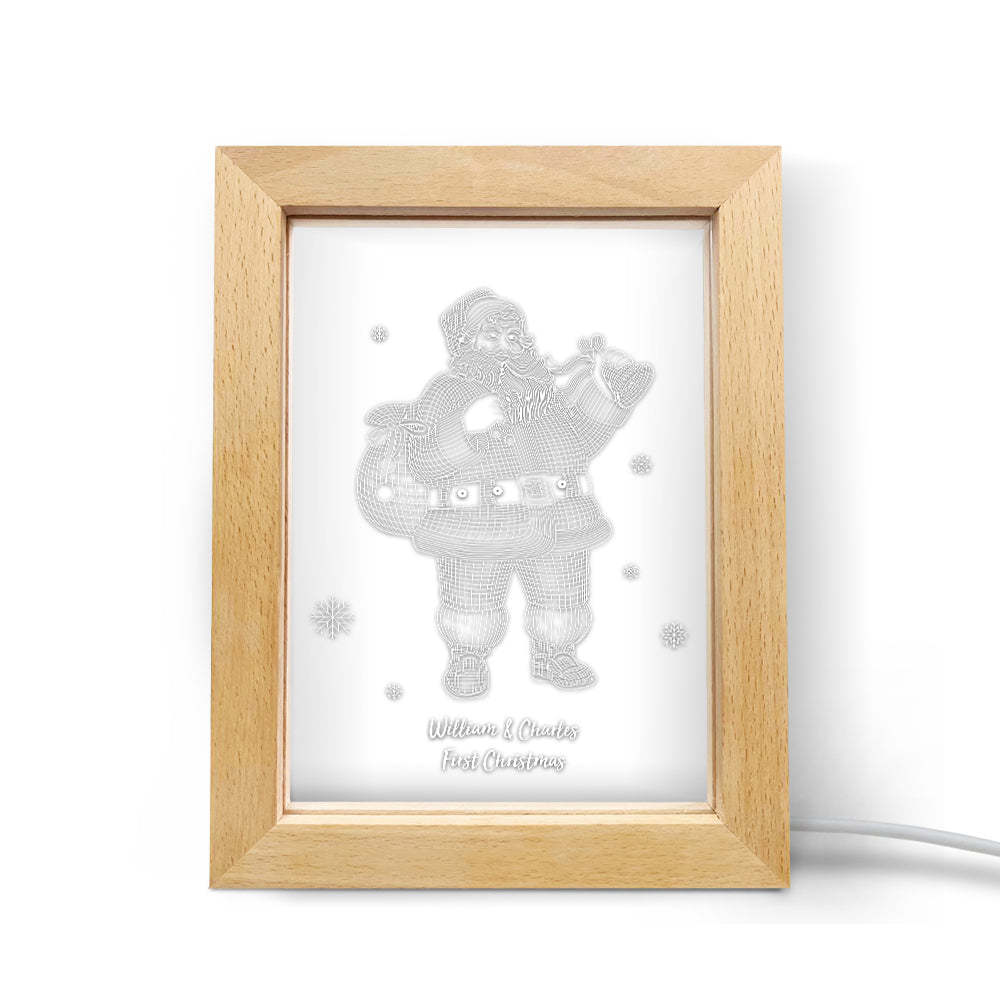 Luce Notturna Di Natale Personalizzata Regalo Personalizzato Per Lampada Con Cornice In Legno Di Babbo Natale 3d - soufeelit