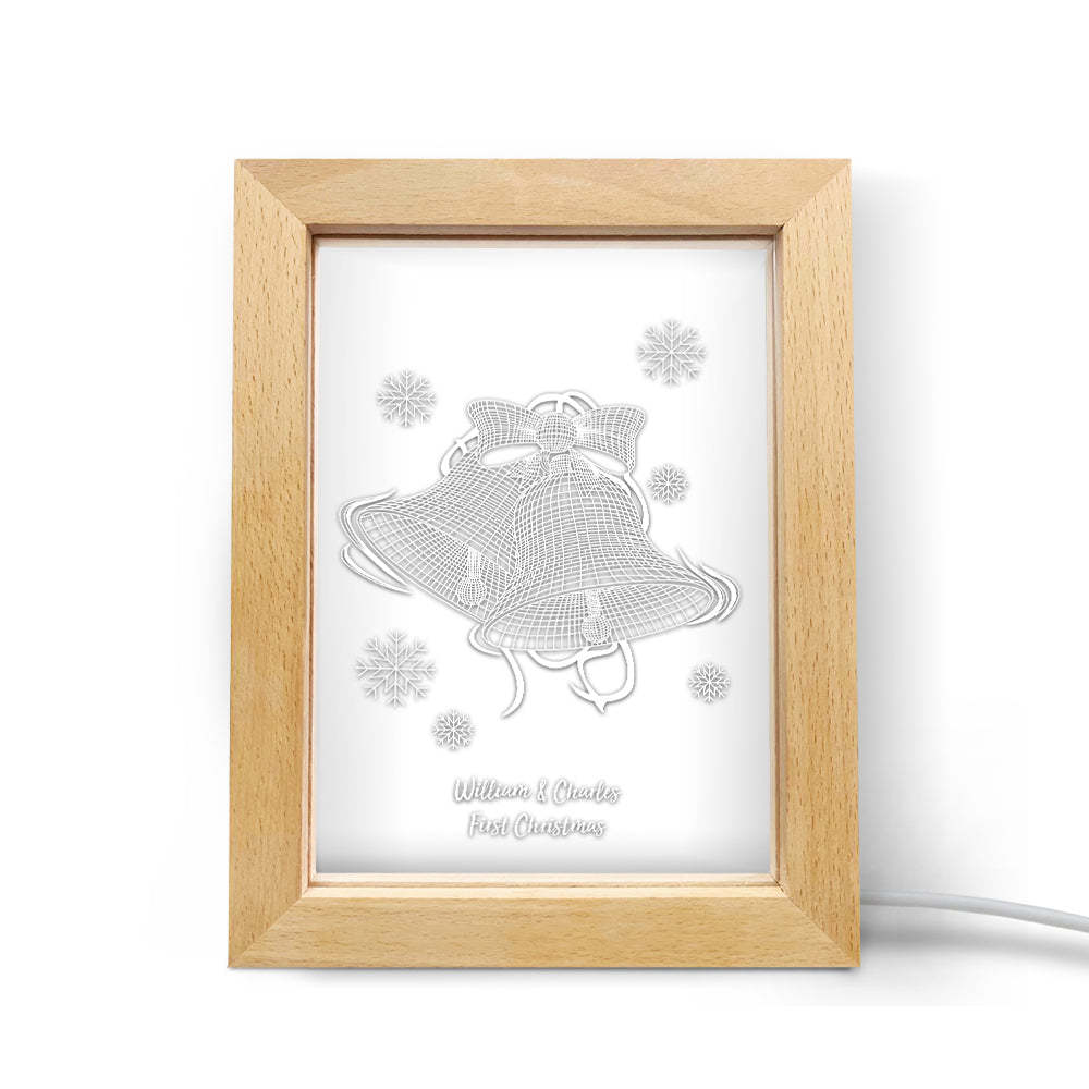 Luce Notturna Di Natale Personalizzata Regalo Personalizzato Per Lampada Con Cornice In Legno Con Campana Di Natale 3d - soufeelit