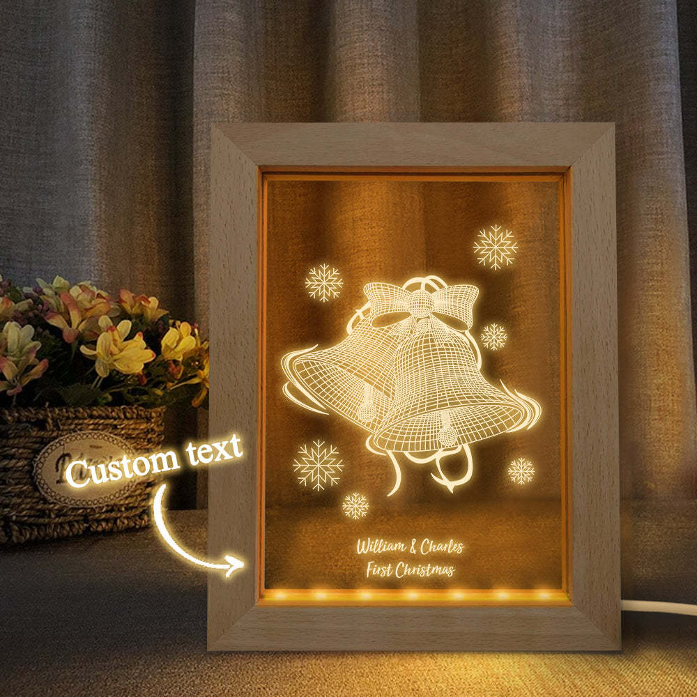 Luce Notturna Di Natale Personalizzata Regalo Personalizzato Per Lampada Con Cornice In Legno Con Campana Di Natale 3d - soufeelit