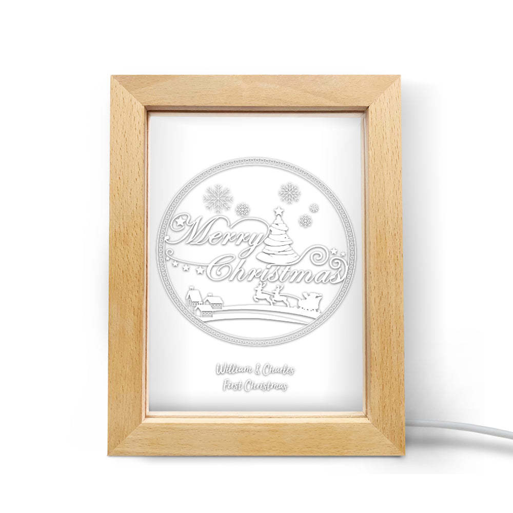 Luce Notturna Di Natale Personalizzata Regalo Personalizzato Con Cornice In Legno Con Motivo Natalizio 3d - soufeelit