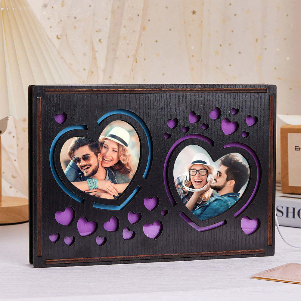 Lampada Fotografica A Cuore Personalizzata Regalo Di Luce Notturna In Legno Personalizzato Per Coppia - soufeelit