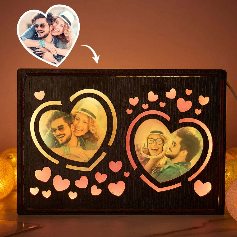 Lampada Fotografica A Cuore Personalizzata Regalo Di Luce Notturna In Legno Personalizzato Per Coppia - soufeelit