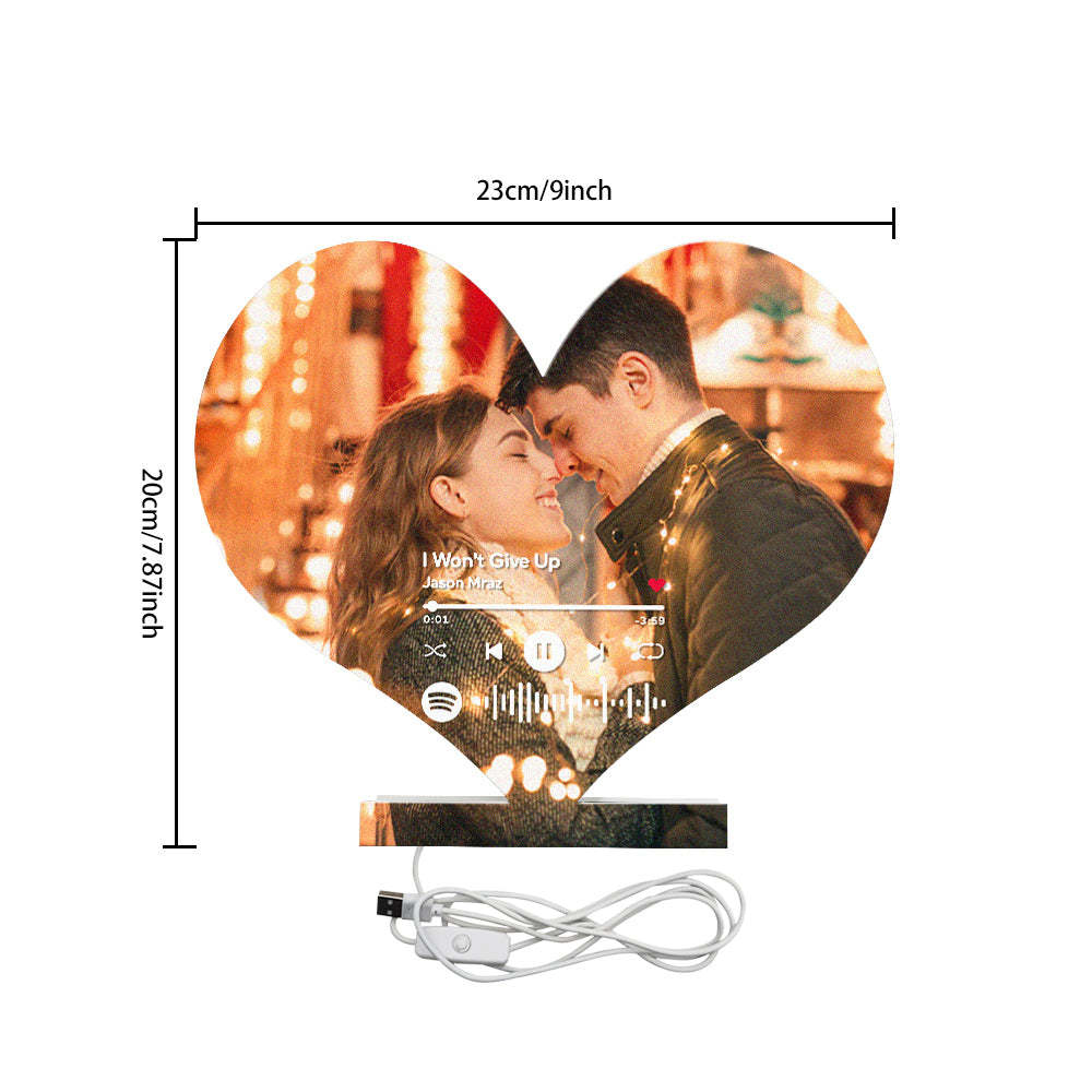 Regalo Luminoso A Forma Di Cuore Con Foto Personalizzata Del Codice Spotify Per L'amante - soufeelit