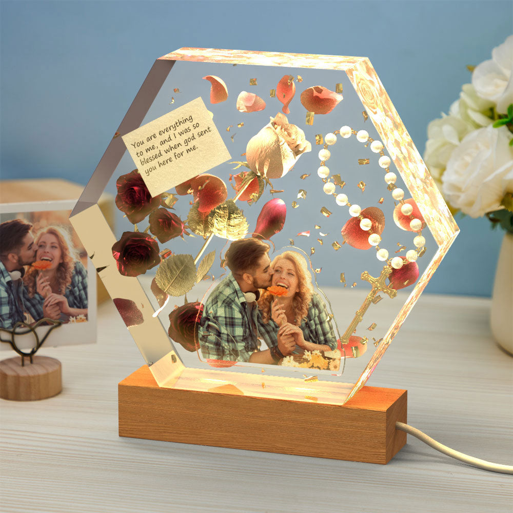 Regali Epossidici Per La Commemorazione Dell'amore Con Luce Notturna Incisa Con Foto Personalizzata - soufeelit