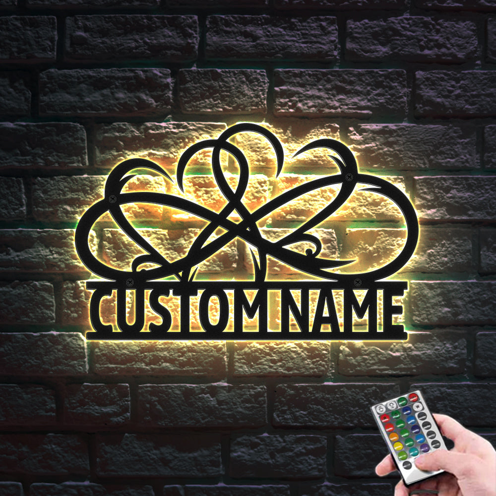 Custom Infinity Heart Signs Metal Wall Art Led Lights Home Decor Gift For Wedding - soufeelit