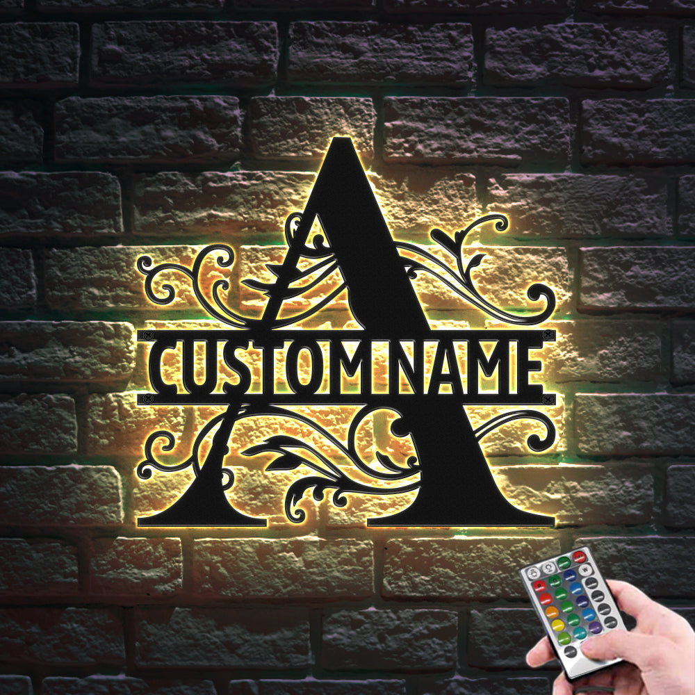 Monogramma Personalizzato Nome Segni Metallo Wall Art Luci A Led Decorazioni Per La Casa Regalo - soufeelit