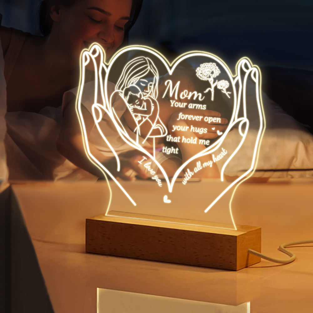 Regalo Personalizzato Per Luce Notturna In Acrilico Mamma Per Mamma Da Figlia Figlio - soufeelit