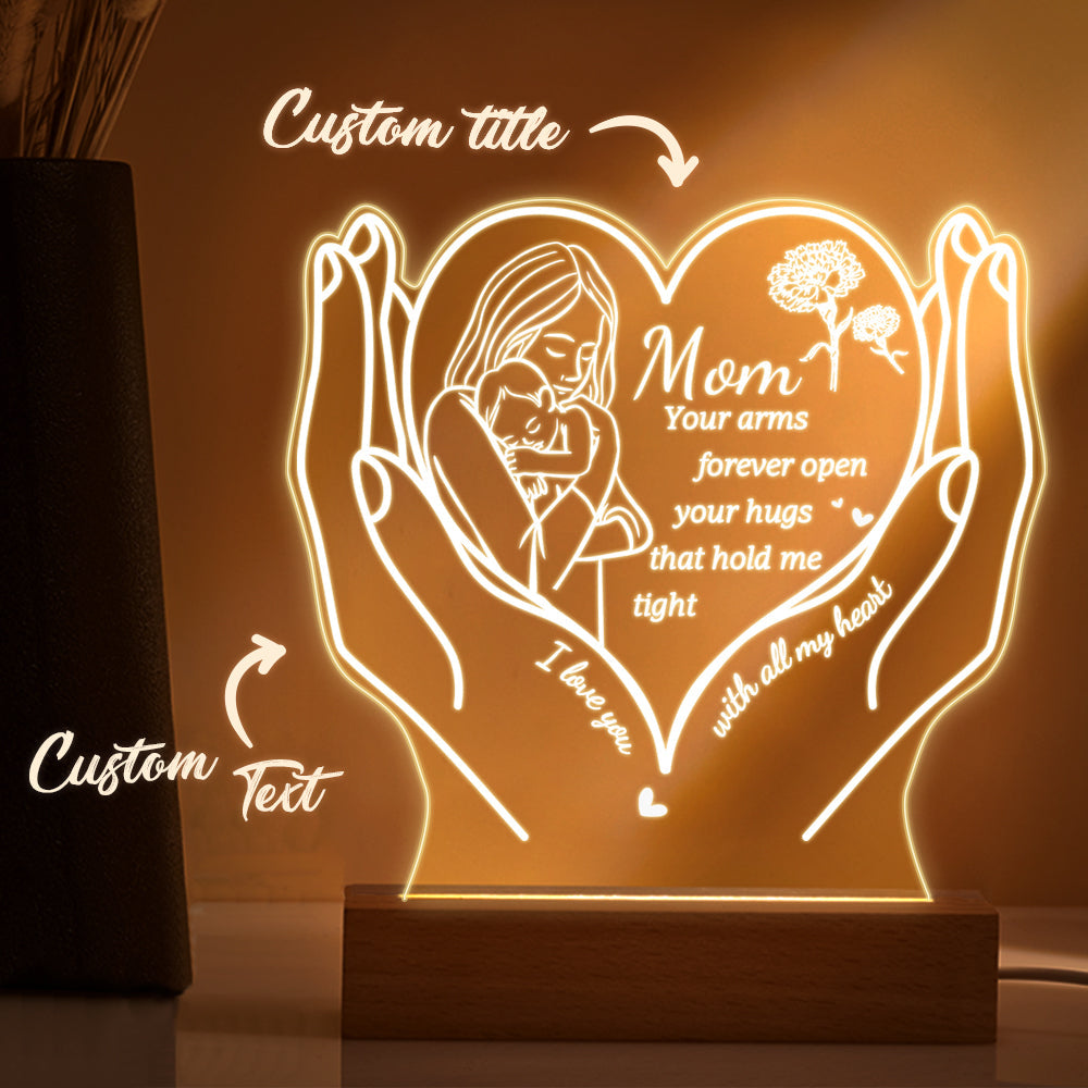 Regalo Personalizzato Per Luce Notturna In Acrilico Mamma Per Mamma Da Figlia Figlio - soufeelit